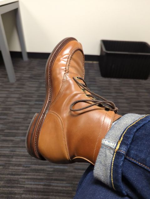 Photo by chorizohowitzer on April 14, 2025 of the Grant Stone Ottawa Boot in Horween Honey Glazed Shell Cordovan.