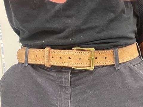 Photo by LMullinsLeather on May 17, 2026 of the LMullins Leather Natural Roughout Belt in Hermann Oak.