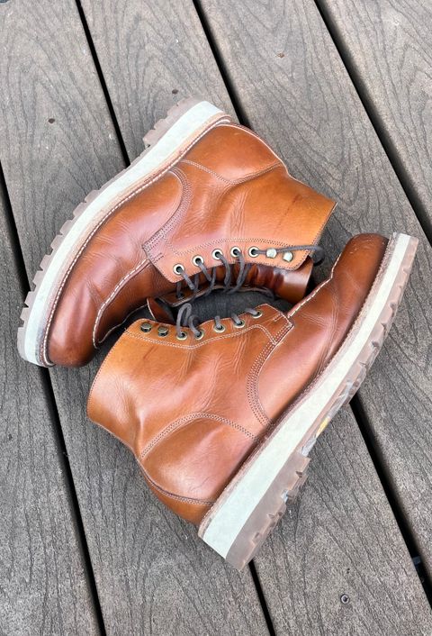 Photo by raw_indighoul on January 4, 2024 of the Grant Stone Brass Boot in Badalassi Carlo Saddle Tan Minerva.