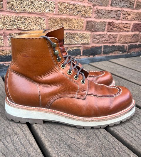 Photo by raw_indighoul on January 4, 2024 of the Grant Stone Brass Boot in Badalassi Carlo Saddle Tan Minerva.
