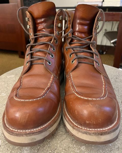 Photo by raw_indighoul on February 5, 2024 of the Grant Stone Brass Boot in Badalassi Carlo Saddle Tan Minerva.