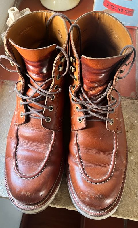 Photo by raw_indighoul on March 5, 2024 of the Grant Stone Brass Boot in Badalassi Carlo Saddle Tan Minerva.