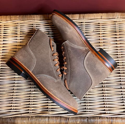 Photo by raw_indighoul on October 1, 2024 of the John Lofgren M-43 Service Shoes in Horween Natural Chromexcel Roughout.