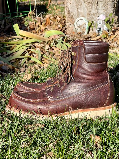 Photo by bootsandblocks on December 3, 2022 of the Grant Stone Field Boot in Seidel Walnut Bison.