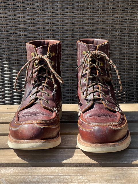 Photo by bootsandblocks on April 2, 2023 of the Grant Stone Field Boot in Seidel Walnut Bison.