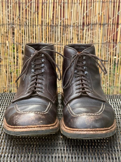 Photo by bootsandblocks on October 1, 2025 of the Alden Indy Boot in Horween Arabica Lux Calfskin.