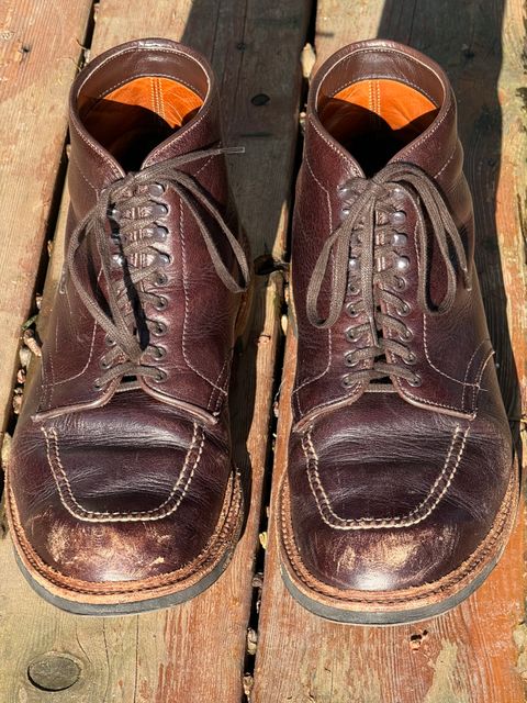 Photo by bootsandblocks on January 5, 2026 of the Alden Indy Boot in Horween Arabica Lux Calfskin.