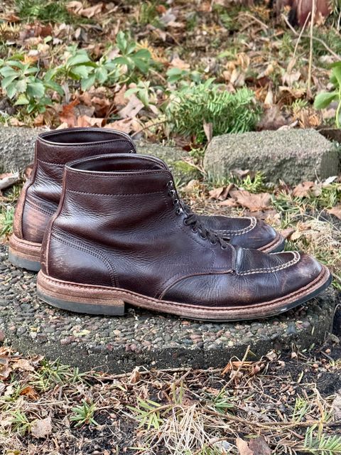 Photo by bootsandblocks on March 5, 2026 of the Alden Indy Boot in Horween Arabica Lux Calfskin.