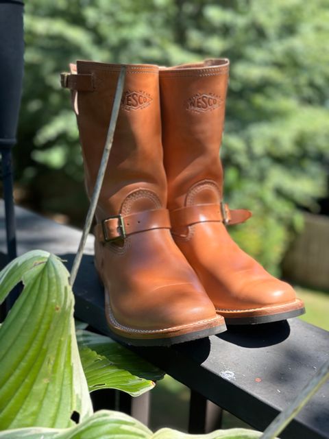 Photo by northsouthdenimguy on August 25, 2024 of the Wesco X Iron Heart Mister Lou in Maryam Natural Horsebutt.