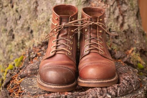 Photo by patinalfather on November 2, 2022 of the John Lofgren Combat Boots in Shinki Wabi-Sabi Horsebutt.