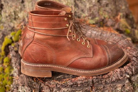 Photo by patinalfather on November 2, 2022 of the John Lofgren Combat Boots in Shinki Wabi-Sabi Horsebutt.
