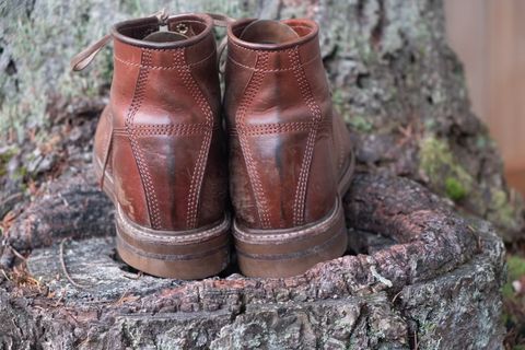 Photo by patinalfather on February 3, 2023 of the John Lofgren Combat Boots in Shinki Wabi-Sabi Horsebutt.