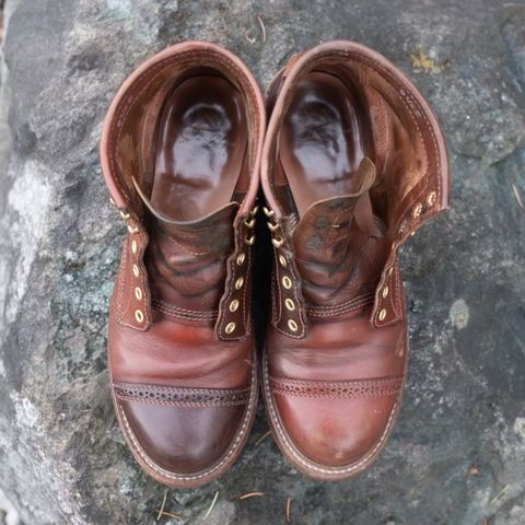 Photo by patinalfather on March 5, 2023 of the John Lofgren Combat Boots in Shinki Wabi-Sabi Horsebutt.