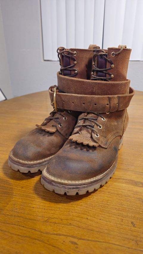 Photo by fozzie_the_bear on December 4, 2025 of the Nicks Work Belt in Seidel 1964 Tan Roughout.