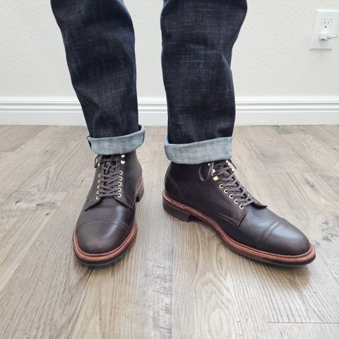 Photo by cgbaird2 on February 8, 2024 of the Alden x Stitchdown Stitchup in Horween Arabica Lux Calfskin.