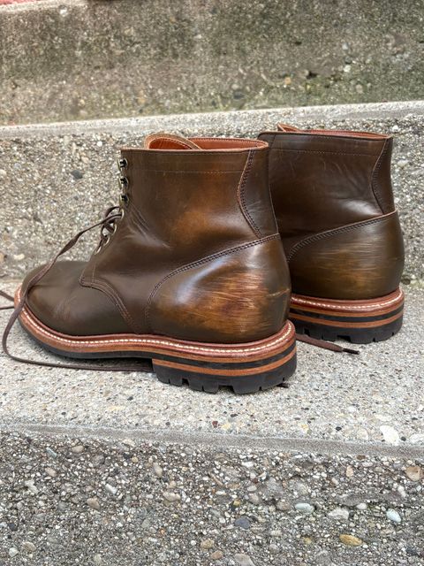 Photo by drew_15 on July 22, 2026 of the Grant Stone Diesel Boot in Horween Dark Olive Chromexcel.