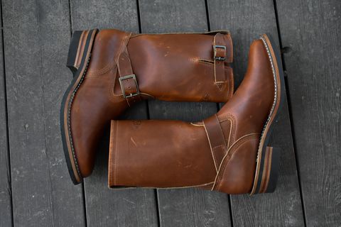 Photo by whitecollardropout on February 8, 2023 of the Wesco Boss Engineer Boot in Seidel British Tan Domain.