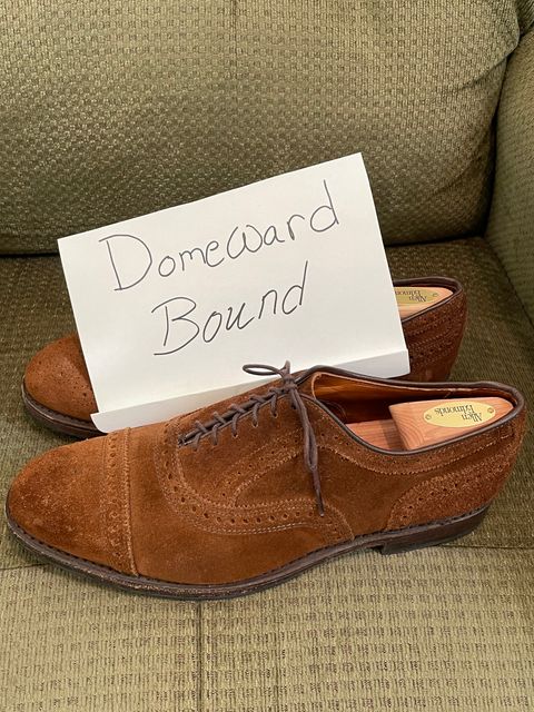 Photo by QuietRyter on October 1, 2023 of the Allen Edmonds Strand in Snuff Brown Suede.