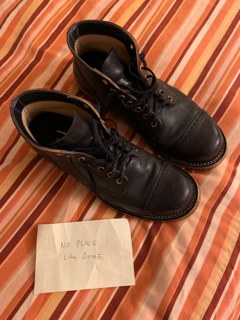 Photo by baltbootguy on November 5, 2022 of the Iron Boots Unlisted Model in Maryam Black Hand-Dyed Horsehide.