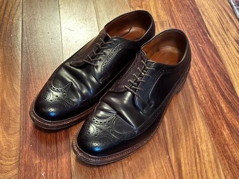 Photo by full_brogue on December 4, 2022 of the Alden Long Wing Blucher in Horween Color 8 Shell Cordovan.