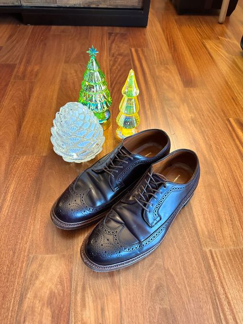 Photo by full_brogue on January 5, 2023 of the Alden Long Wing Blucher in Horween Color 8 Shell Cordovan.