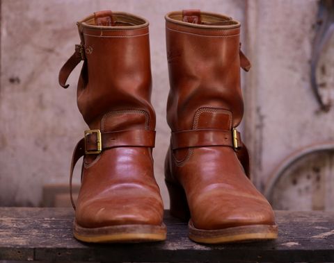 Photo by PatinaTechnodrome on April 4, 2026 of the Role Club Engineer Boots in Natural Italian Horsehide.