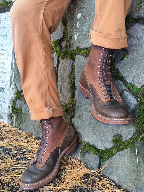 Photo by a1moyer on October 22, 2024 of the White's 375 LTT Construction Boot in Seidel Distressed Smooth & Horween Olive Waxed Flesh.