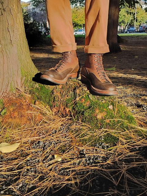 Photo by a1moyer on October 22, 2024 of the White's 375 LTT Construction Boot in Seidel Distressed Smooth & Horween Olive Waxed Flesh.