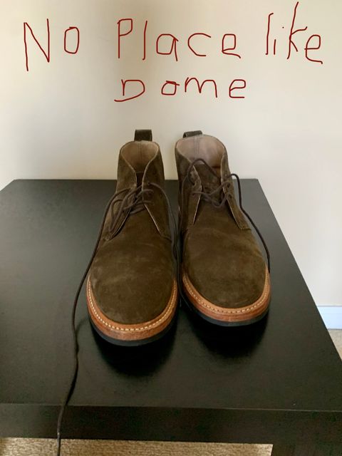 Photo by natjow on November 5, 2022 of the Taylor Stitch Unlisted Model in Olive Suede.