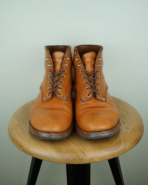 Photo by germanshoeguy on April 3, 2025 of the Self-Made Service Boot Model Stacy in Conceria Walpier Natural Buttero.