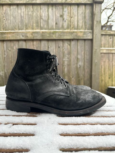 Photo by bootblack on February 1, 2023 of the Santalum Service Boot in C.F. Stead Black Kudu Reverse.
