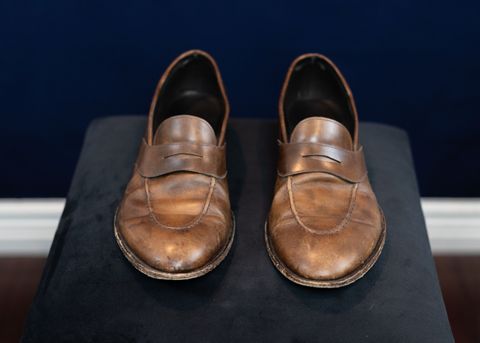 Photo by ImaGoat on March 6, 2026 of the Wayman Bespoke Full Strap Penny Loafer in Gold Brown Museum Calf.