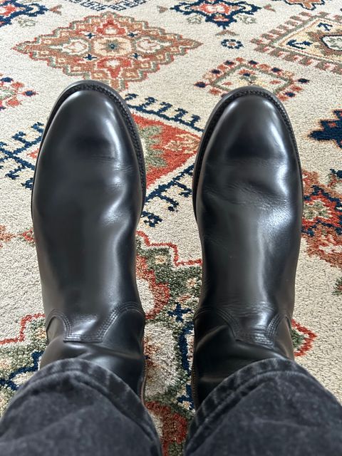 Photo by solly on July 21, 2026 of the Grant Stone Elias Boot in Horween Black Chromexcel.
