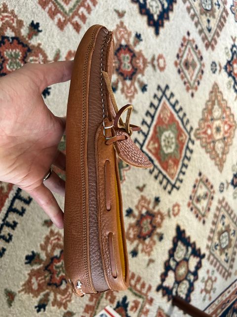 Photo by solly on October 1, 2025 of the Town View Leather Moccasins ‘Ole Maine Comfort Classic Double Sole in Honey Bull Hide.