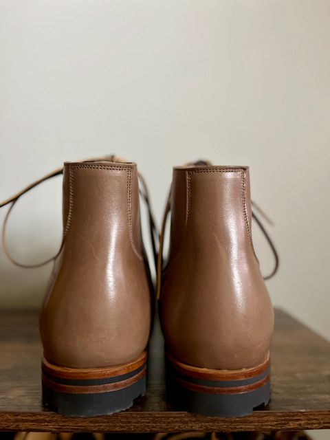 Photo by brogued on October 1, 2024 of the Viberg Service Boot in Maryam Taupe TPR Horsebutt.
