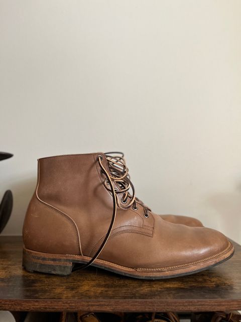 Photo by brogued on November 1, 2024 of the Viberg Service Boot in Maryam Taupe TPR Horsebutt.