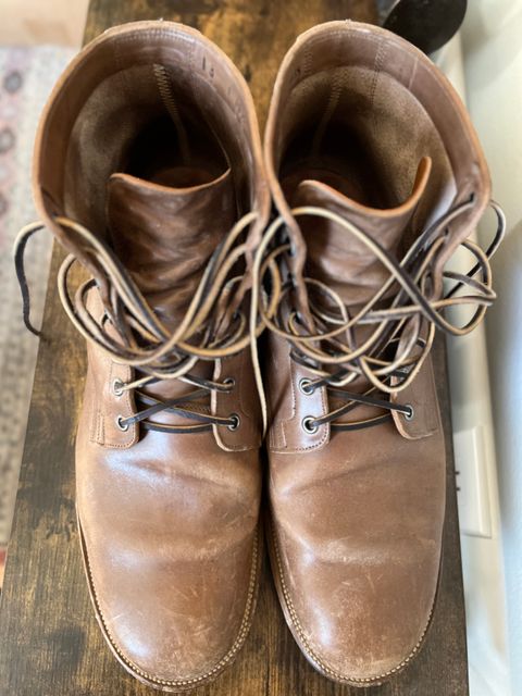 Photo by brogued on December 1, 2024 of the Viberg Service Boot in Maryam Taupe TPR Horsebutt.