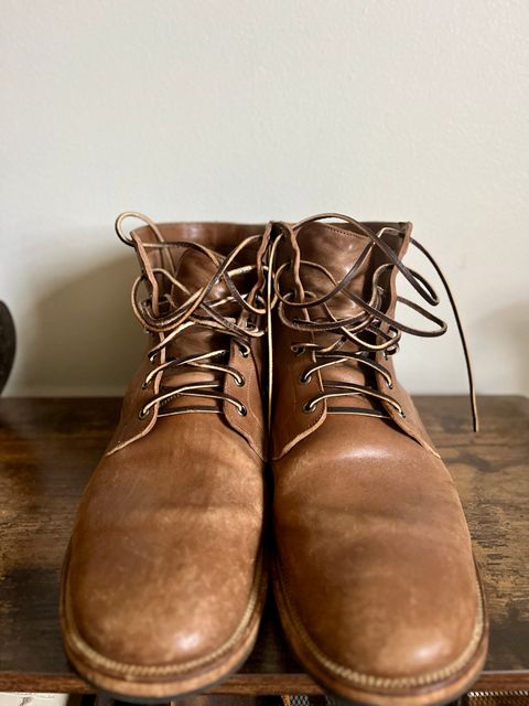 Photo by brogued on January 1, 2025 of the Viberg Service Boot in Maryam Taupe TPR Horsebutt.