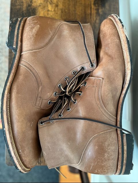 Photo by brogued on February 1, 2025 of the Viberg Service Boot in Maryam Taupe TPR Horsebutt.