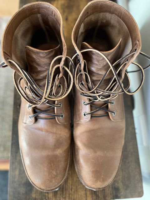 Photo by brogued on February 1, 2025 of the Viberg Service Boot in Maryam Taupe TPR Horsebutt.
