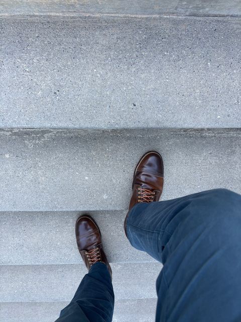 Photo by brogued on August 27, 2025 of the Viberg Service Boot BCT in Horween Mahogany Shell Cordovan.