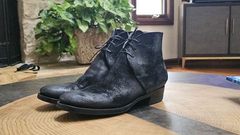 Photo by vintagekeys on January 11, 2025 of the Clinch George Boots in Uneven Horse Suede.