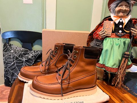 Photo by Rangerfan7676 on October 1, 2023 of the Grant Stone Field Boot in Badalassi Carlo Saddle Tan Minerva.