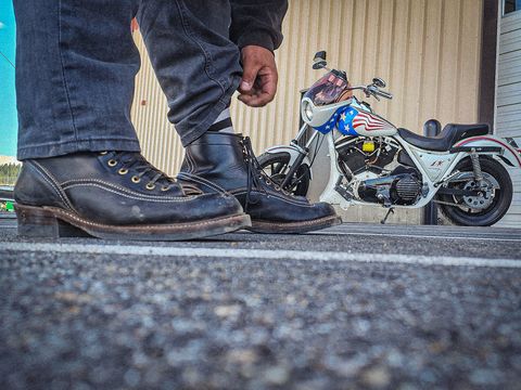 Photo by nobnix on April 17, 2025 of the John Lofgren Donkey Puncher Boots in Horween Black Chromexcel.