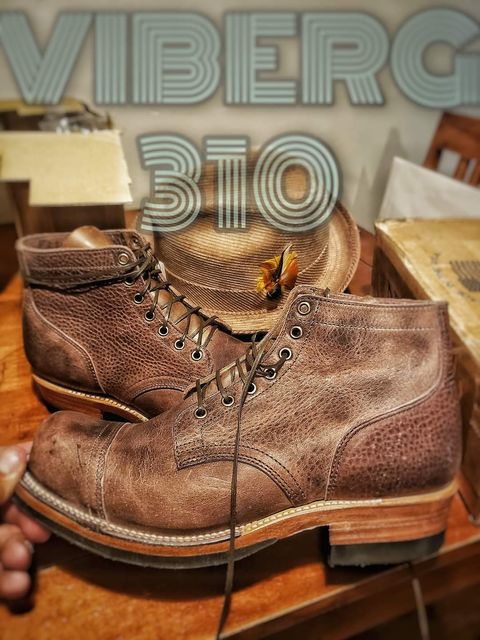 Photo by nobnix on September 24, 2024 of the Viberg 310 in Horween Natural Olive Tan.