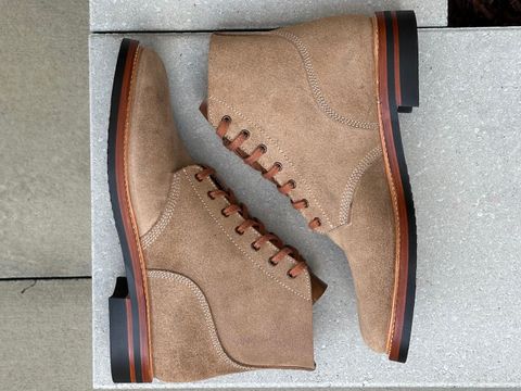 Photo by gv7 on October 1, 2024 of the John Lofgren M-43 Service Boots in Horween Natural Chromexcel Roughout.