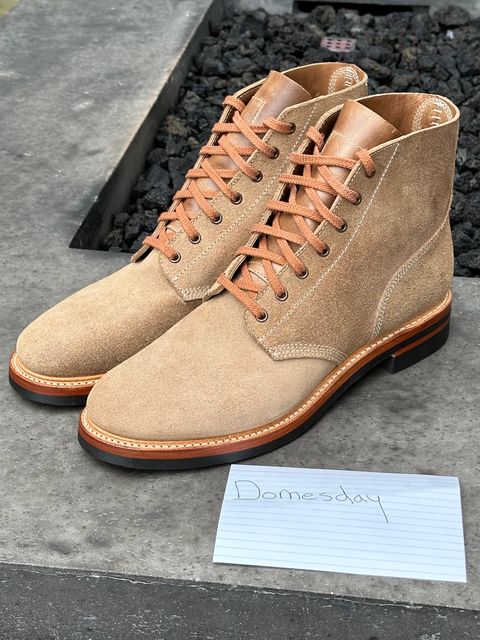 Photo by gv7 on October 1, 2024 of the John Lofgren M-43 Service Boots in Horween Natural Chromexcel Roughout.