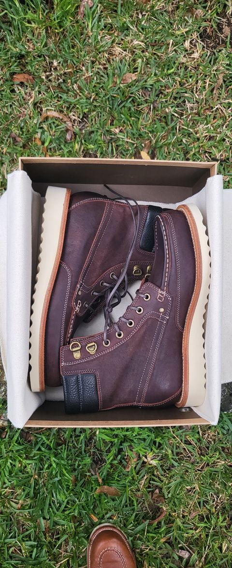 Photo by ajsoo on October 4, 2022 of the Grant Stone Field Boot in C.F. Stead Dark Burgundy Classic Kudu.