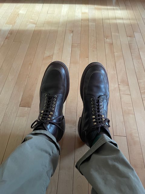 Photo by wonkytoe on April 22, 2024 of the Alden Indy Boot in Horween Brown Chromexcel.