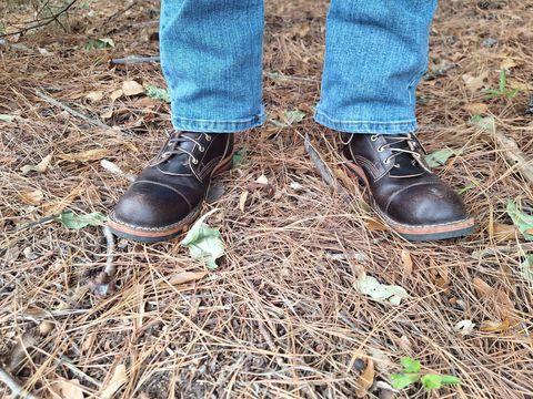 Photo by PatinaTherapist on October 11, 2023 of the Nicks Prospector in Horween Brown Waxed Flesh.